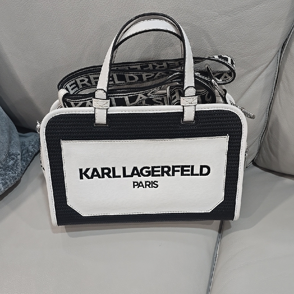 Karl Lagerfeld Black and White Handbag